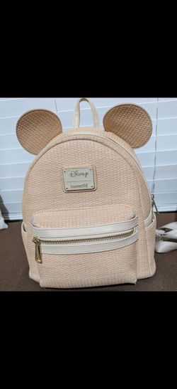 Loungefly Disney Mickey Mouse Woven Straw Texture Mini Backpack