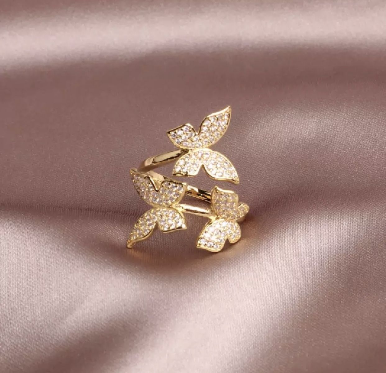 fashion jewelry opening high-grade copper inlaid zircon butterfly ring