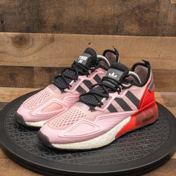 ADIDAS X NINJA ZX 2K BOOST TIME IN MENS ATHLETIC SHOES PINK RED BLACK LOW SIZE 9