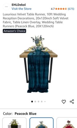 Peacock Blue Velvet Table Runners (×8)