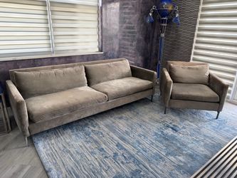 Cobble Hill Velvet Sofa + Lounge Chair - Excellent Condition