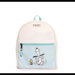 Women Backpack Snoopy White With Turquoise 