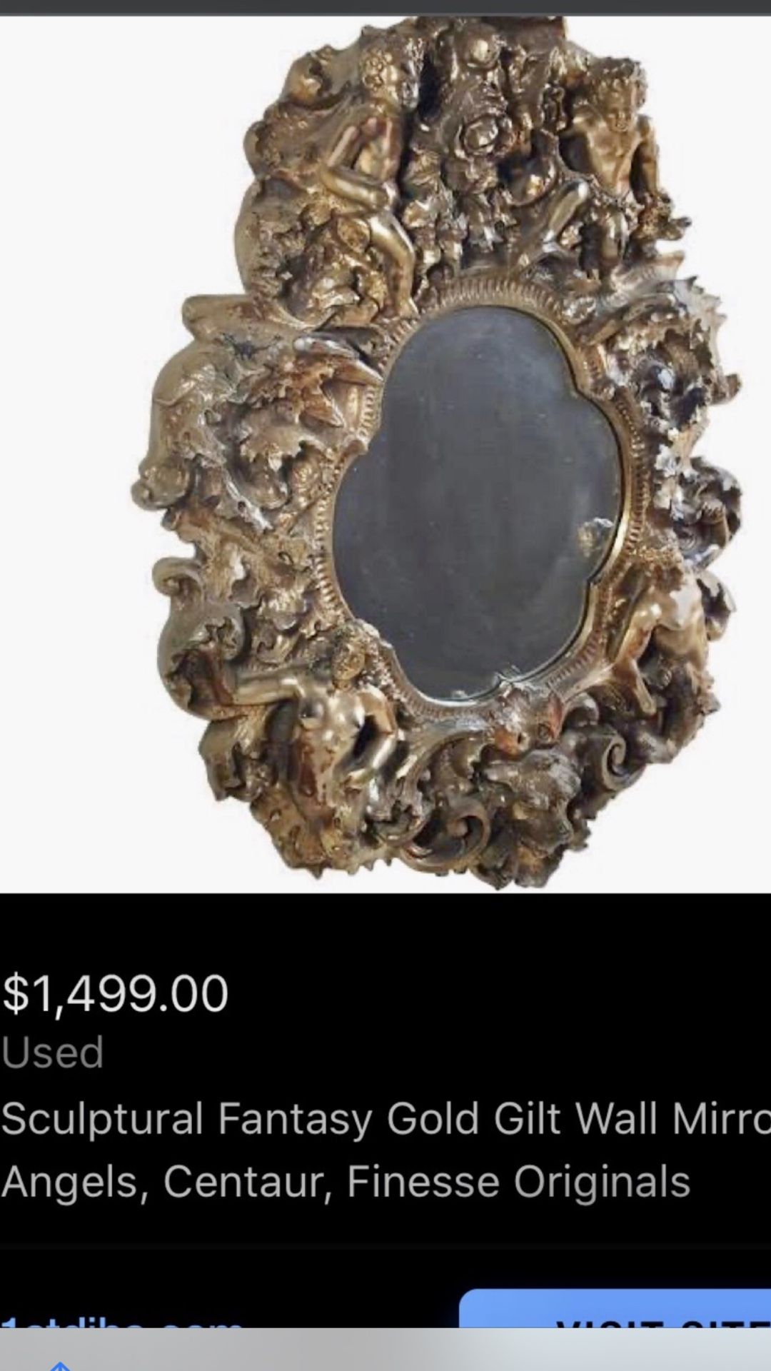 SCULPTURAL FANTASY GOLD GILT WALL MIRROR ANGELS, CENTAUR .