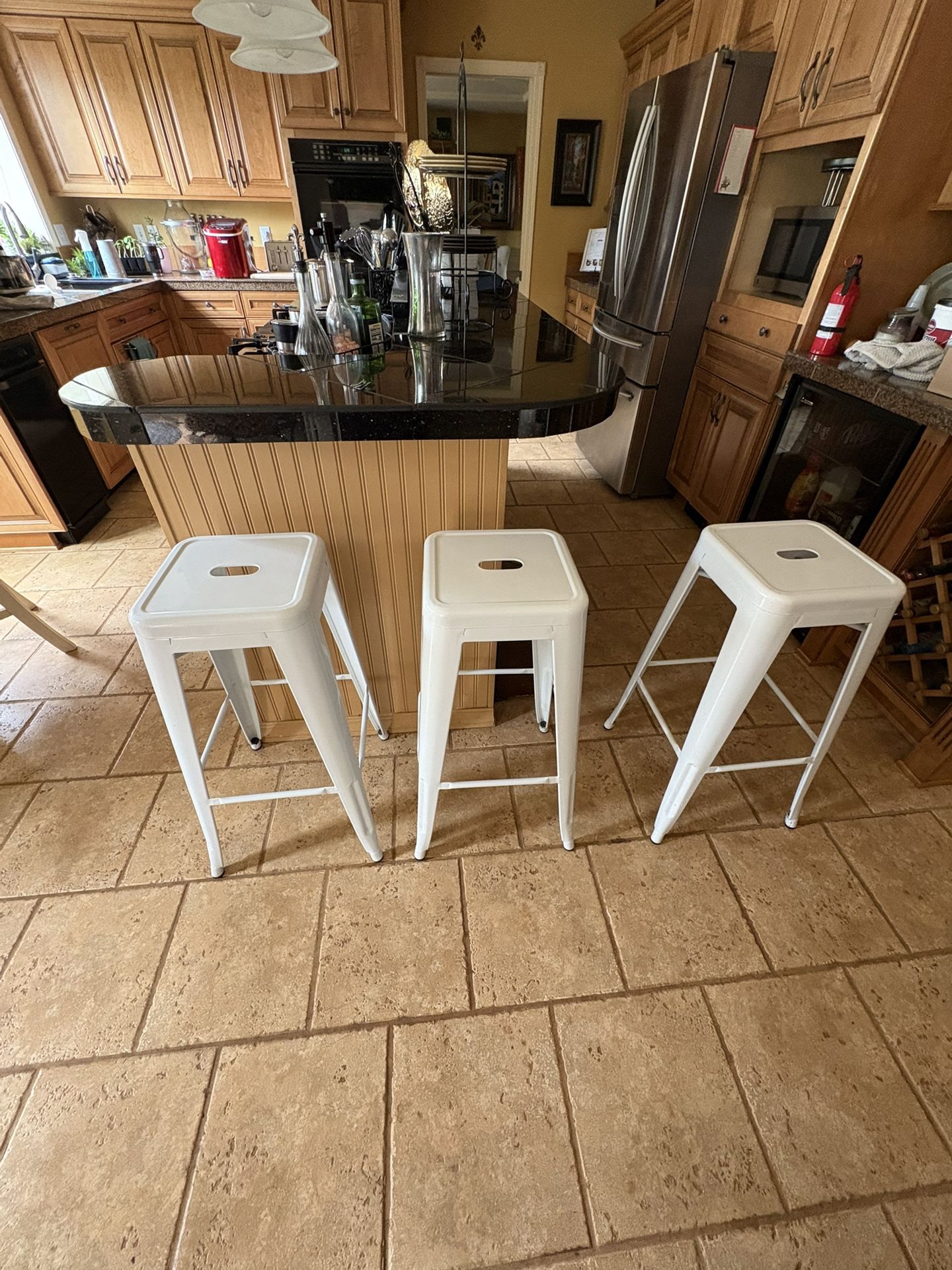 Stackable Metal White Stools