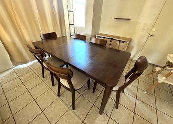 Wood Dining Table with 6 Chairs