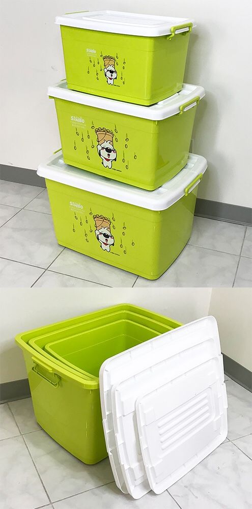 New $20 (Pack of 3) Large Plastic Storage Container with Wheels, Sizes: 38gal, 25gal, 16gal