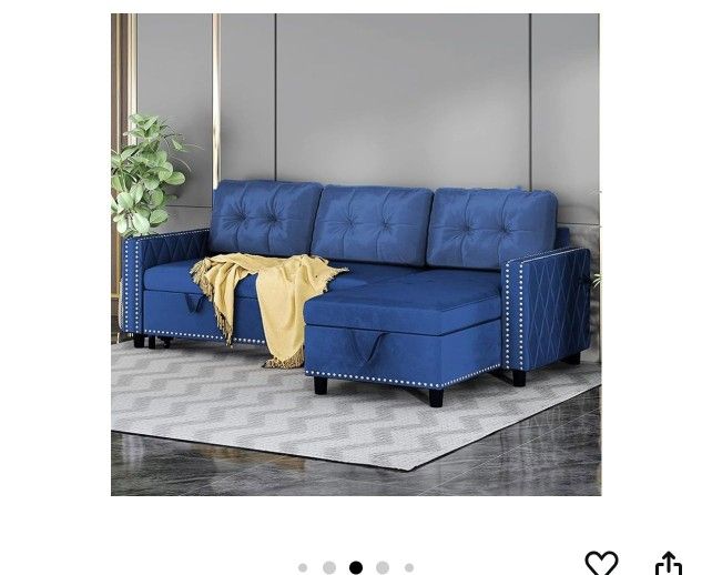 L Shape Sectional Sofa Couch With Pull Out Bed