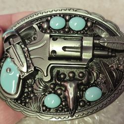 New Turquoise Color Bull Feather Buckle SHIPPING AVAILABLE 