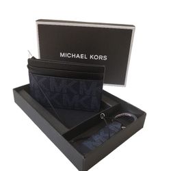 Michael Kors Card Holder and Keychain Mk Logo Black 