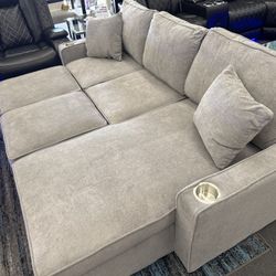 Grey 2Pcs Sectional Pull Out Bed