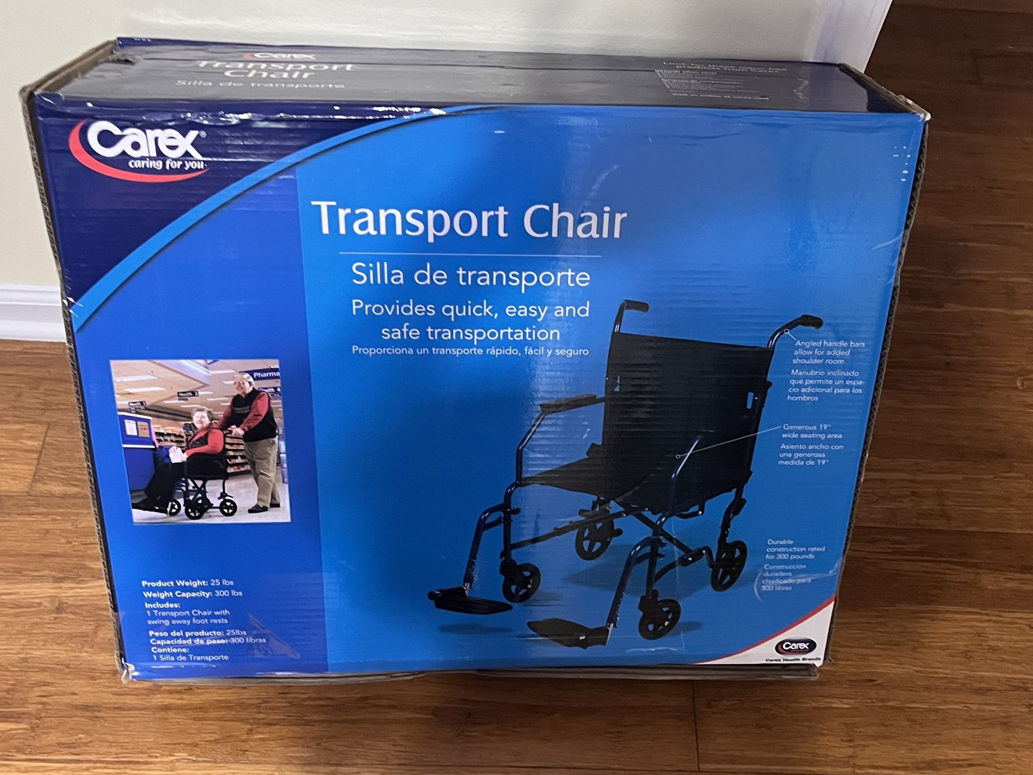 $60 Cared Transport Wheelchair 19 Inch Seat- Folding