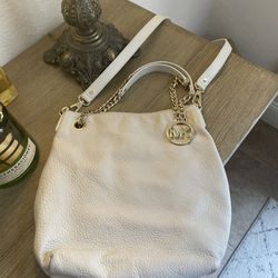 White Authentic Michael Kors Genuine Leather Bag 