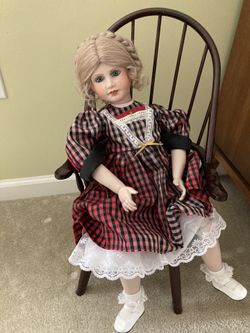24” Ceramic Doll With Chair