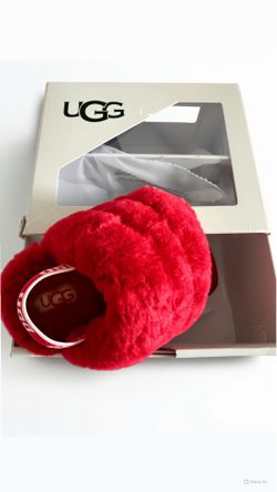 Red Baby UGG Fluffy Slides