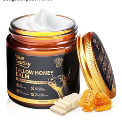 Beef Tallow for Skin Handmade Whipped Organic Grass-Fed Tallow Balm with Raw Wild Honey