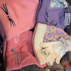 Girls Beanies And Mitten Sets