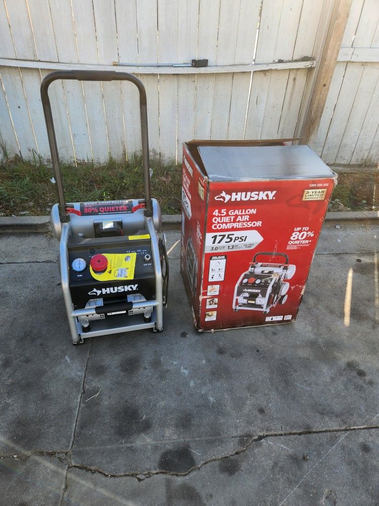 Husky
4.5 Gal. 175 PSI Portable Electric Oil-Free Quiet Twin Stack Jobsite Air Compressor w/Rubber Wheels and 2-Quick Couplers
Questions & Answers (20