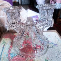 VINTAGE IMPERIAL GLASS DOUBLE CANDLE HOLDERS