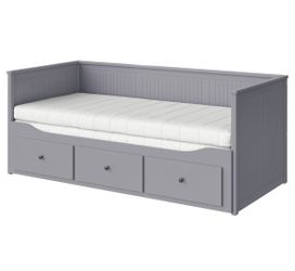 Daybed with 3 drawers/2 mattresses(included), gray/Twin