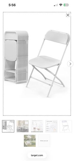 Brand New 10 white fold g plastic chairs for $100