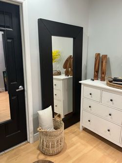 75" Black Thick Chunk Framed Wall or Leaning Full Length Mirror