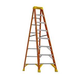 The Werner W3710 (or W3710S with a shelf) is a 10-foot heavy-duty wooden step ladder