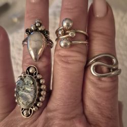 Vtg.Sterling Silver Rings- Sz7