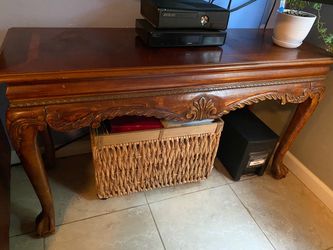 Vintage Carved Wood Console Table