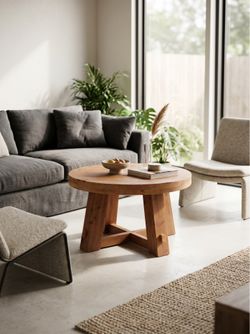 Round Solid Wood Coffee Table