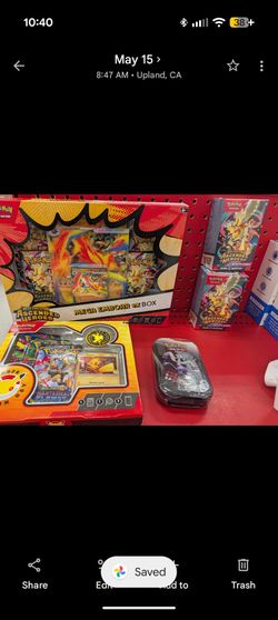 Factory sealed ascended booster bundles, Destin rivals tin, mega emboar ex box, 2026 collectable box