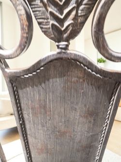 Coastal Glass tropical cast iron Dining Table + 4 Metal Palm Leaf Chairs-#1171