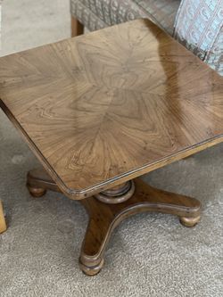 MCM 1968 Heritage Walnut Pedestal Side Table Mid Century Modern