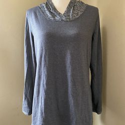 Made For Life Long Sleeve Gray Cotton Blend Hoodie Shirt Top JCP Women's sz M