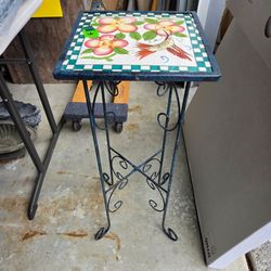 27" tall Tile and Metal Side Table/Plant Stand