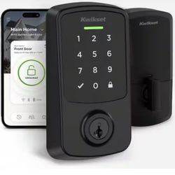 Aura Reach Matte Black Bluetooth + Matter Over Thread Enabled Smart Lock Deadbolt with Smart Home Integration=Kwik-222