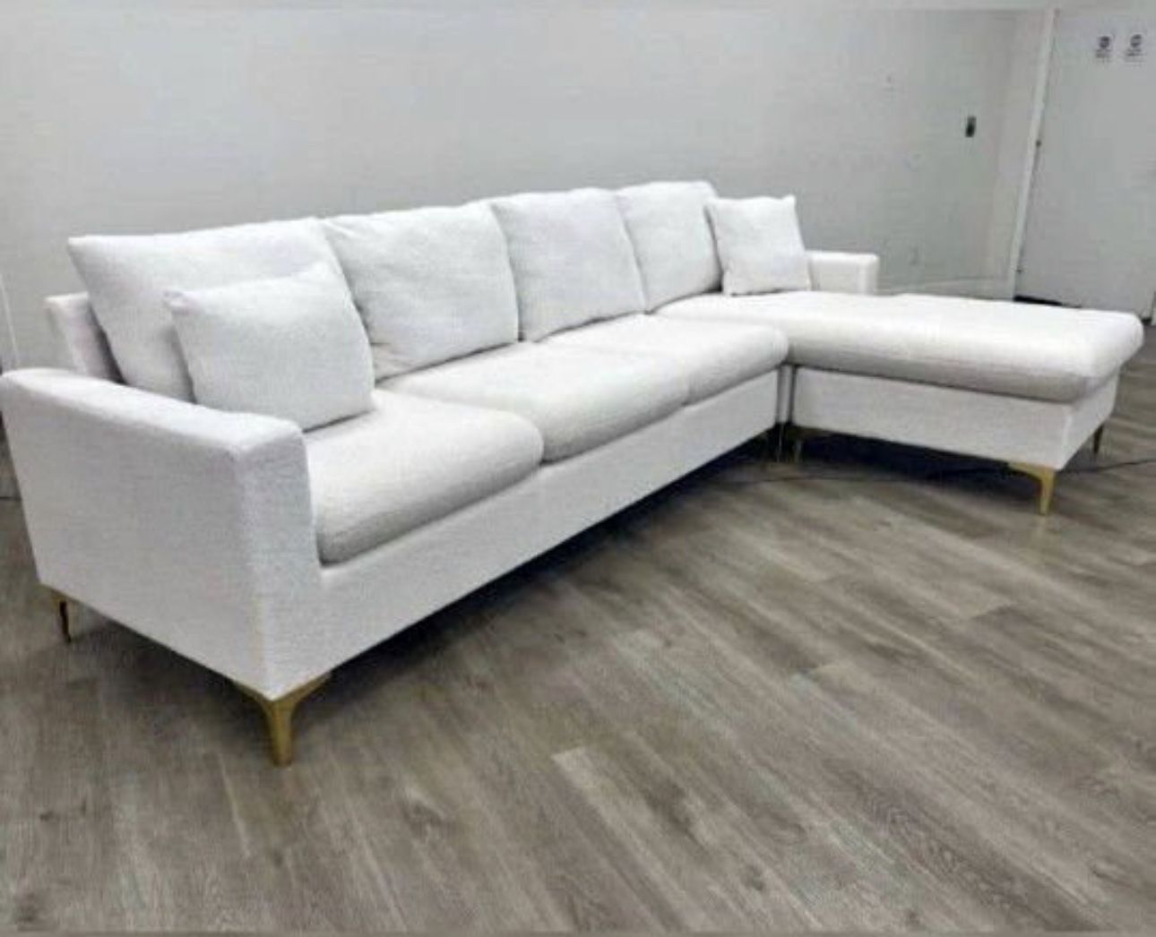 Beautiful White Sectional L Shape Ottoman Optional