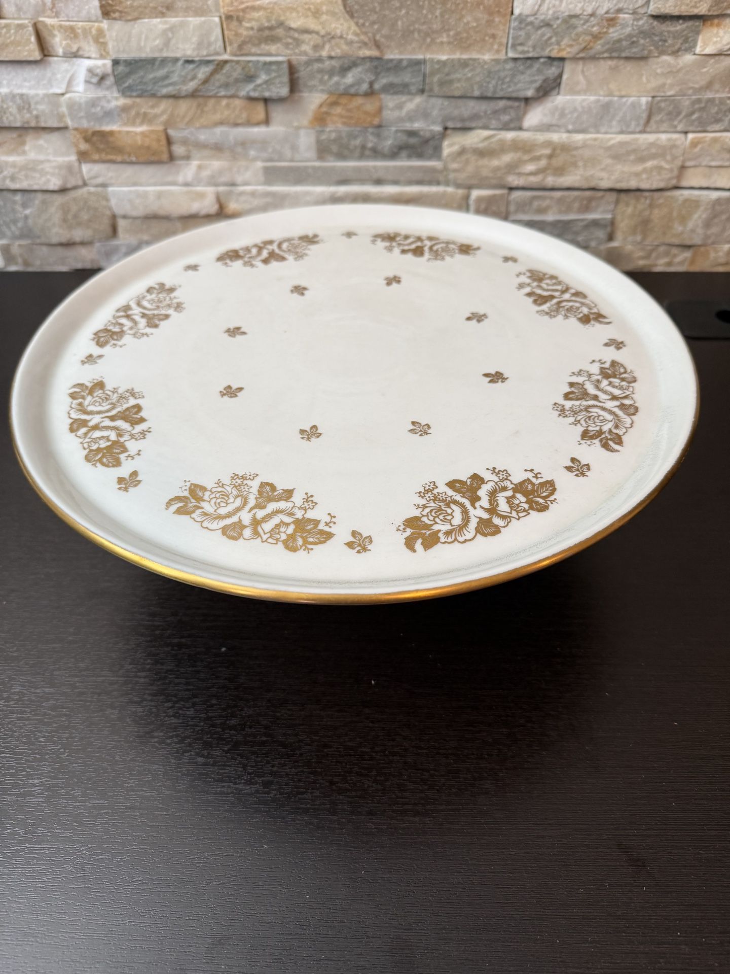 Antique French Porcelain Hand Painted Cake Pedestal Dish