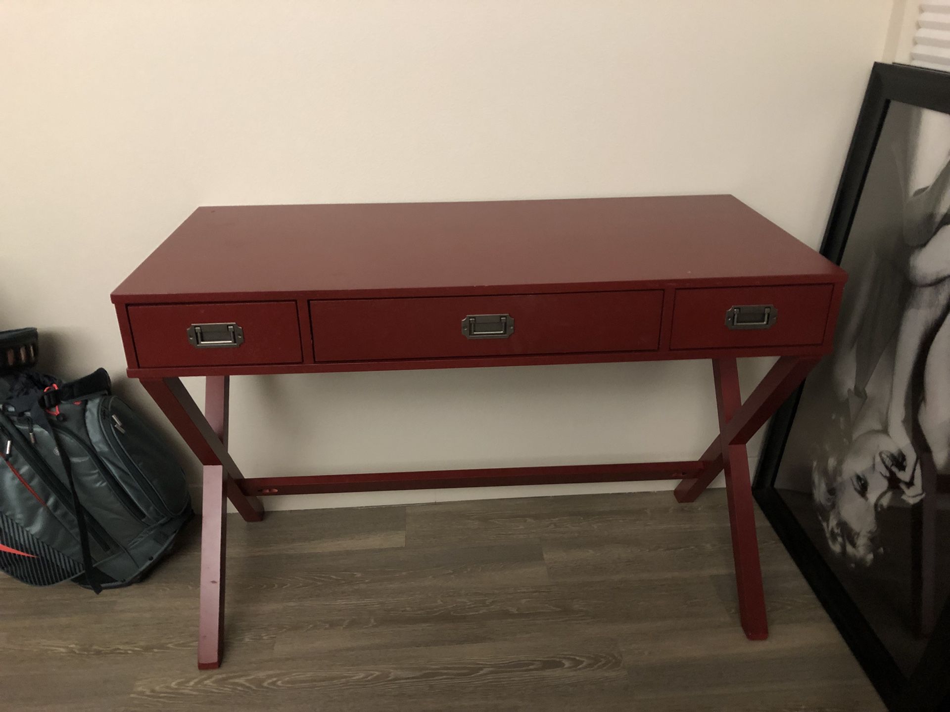 Red wood desk. $75