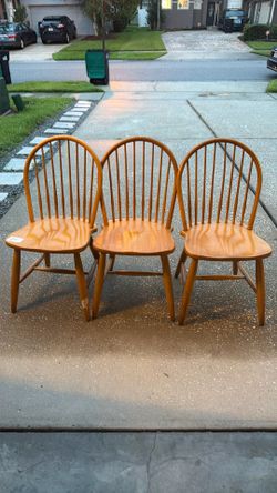 Set of 3 Solid Wood Windsor Chairs