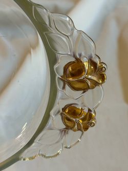 Clear Glass Bowl with Gold Rose Detail