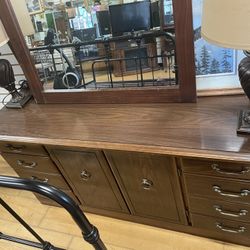 Wood Dresser And Mirror