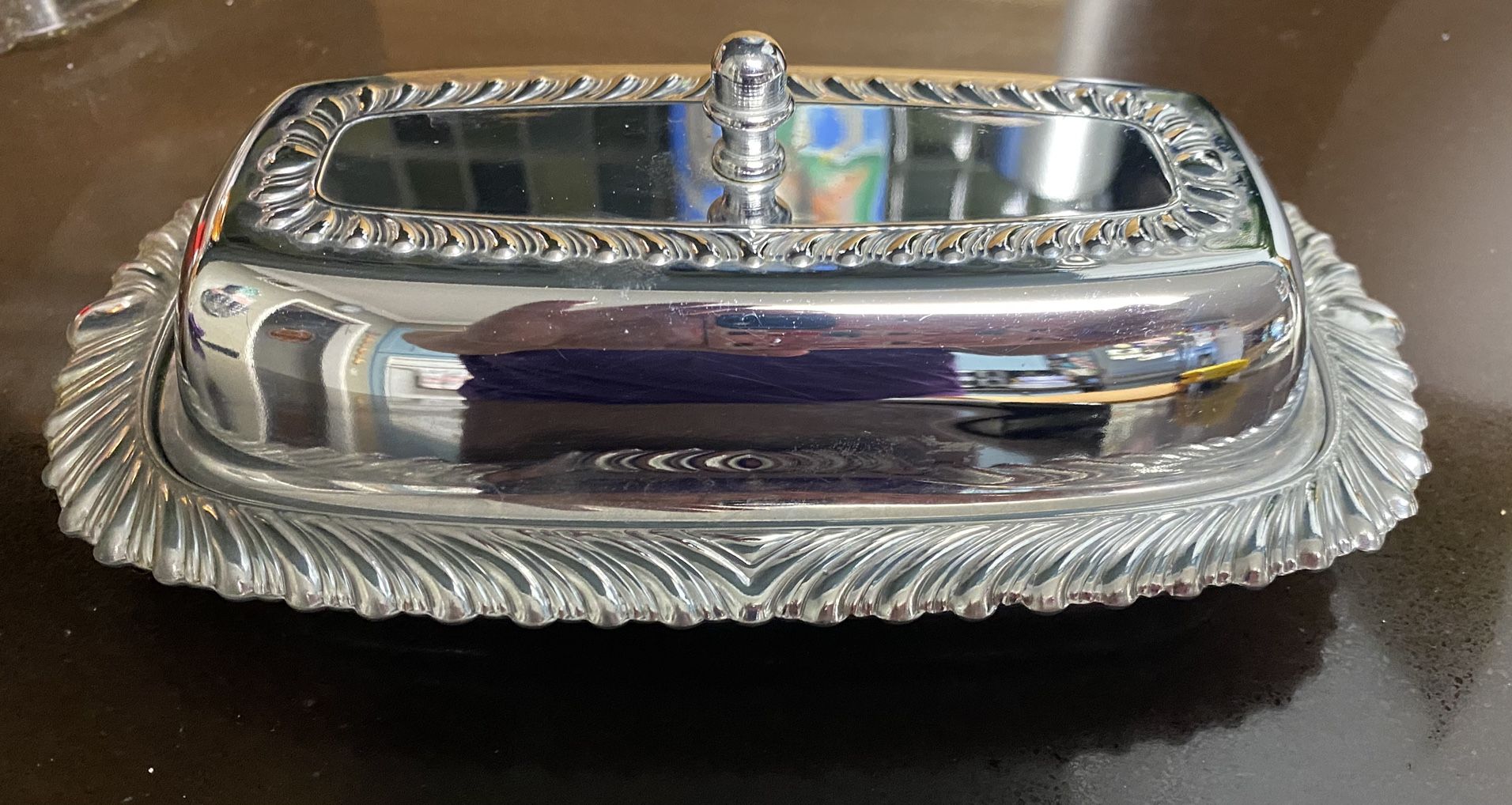 VINTAGE Chrome Butter Dish