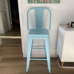 Two Light Blue Bar Stools 