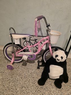 🔥🚲🔥Schwinn Bloom 16-in. Kid's Bike with Training Wheels, Pink Child Bicycle(free panda stuffed animal)🔥🚲🔥