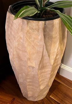 Carved wood planter