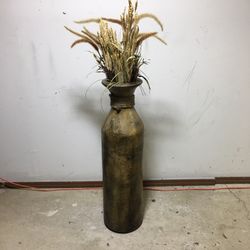 39” Tall Decorative Ceramic Vase With Dried Flowers
