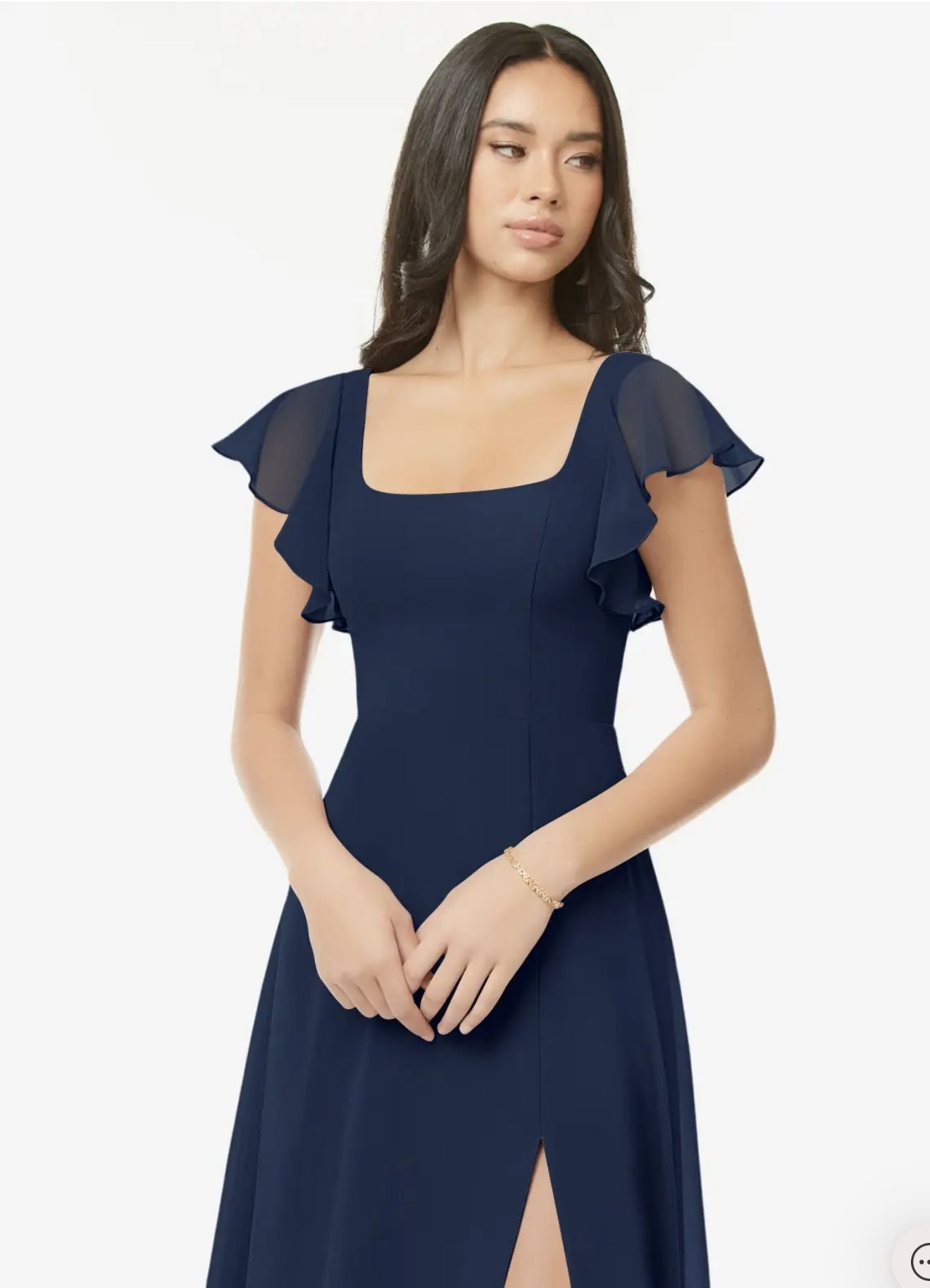 NWT Azazie Bondi Dark Navy Chiffon Bridesmaid Dress Size 10