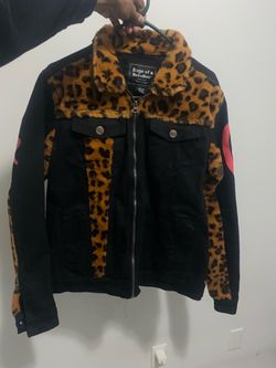 NEED GONE ASAP (willing to negotiate) Rage of a Rebellion Leopard Print Denim Jacket Size Medium