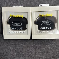 2 Black Earbud/Airpod Case Covers