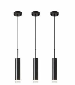 ZYSHEN 3P Black Pendant Light Kitchen Island Modern LED Light Mini Ceiling Hanging Light Fixtures with Transparent Lampshade Adjustable LED Pendant Li